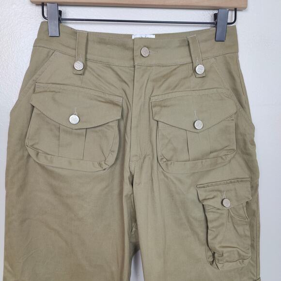 With Jean Tommy Pants Womens XXS Low Rise Baggy Cargo Y2K Khaki Tan Pockets - Picture 2 of 7